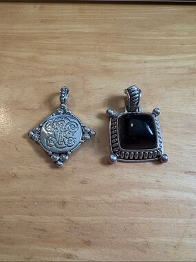 Premier Design Sterling Silver Square Pendant and a Black Onyx Square Pendant